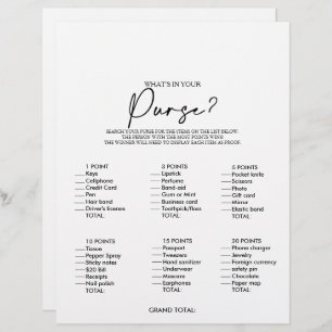 What's in your Purse Minimalist Bridal Shower Game