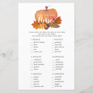 What's in Your Purse Pumpkin Baby Shower Game
