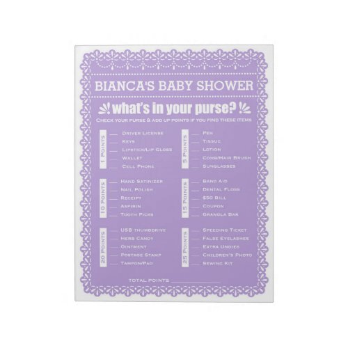 Whats In Your Purse Purple Papel Picado Shower Notepad
