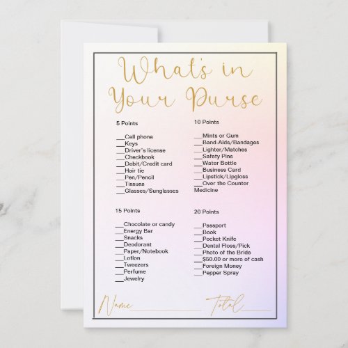Whats In Your Purse Rainbow Ombre Bridal Shower Invitation