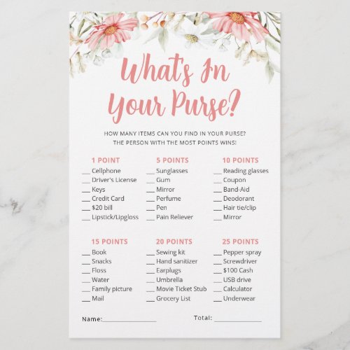 Whats In Your Purse Rustic Wildflowers Game