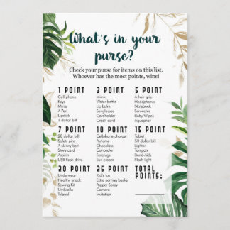 What's in your purse Safari Baby Shower Game Invitation