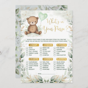 What's in Your Purse Teddy Bear Balloon Baby Game Invitation