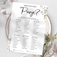 What's In Your Purse Wildflower Bridal Shower Game