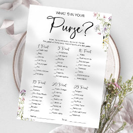 What's In Your Purse Wildflower Bridal Shower Game Invitation