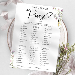 What's In Your Purse Wildflower Bridal Shower Game Invitation
