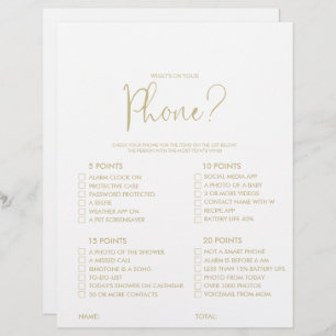 What's on your Gold Phone Bridal Shower Game