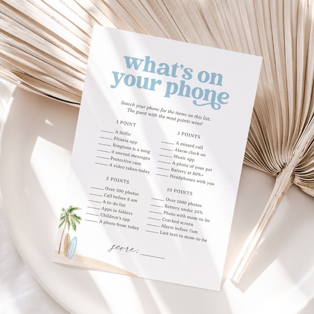 What's On Your Phone Baby Beach Shower Game Invitation (Creator Uploaded)