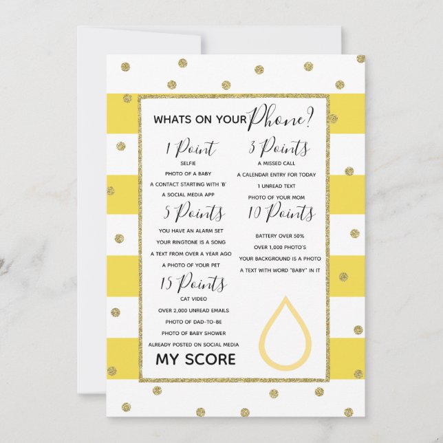 what's on your phone baby shower game mom to be invitation (Front)