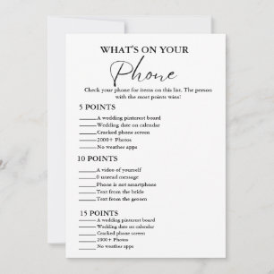 What's on Your Phone bridal shower game card