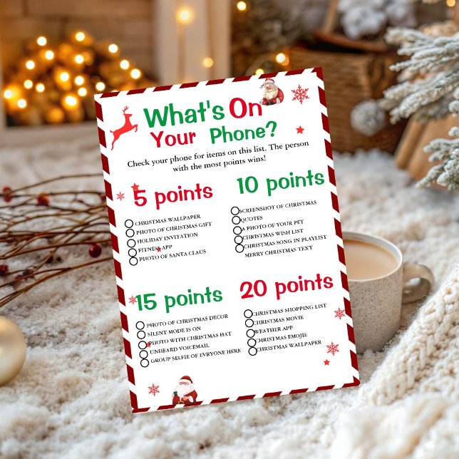  What's on Your Phone Christmas Party game card (Creator Uploaded)