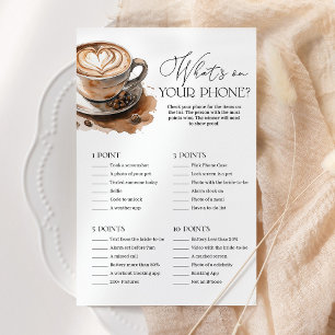 What's On Your Phone Coffee Bridal Shower Game
