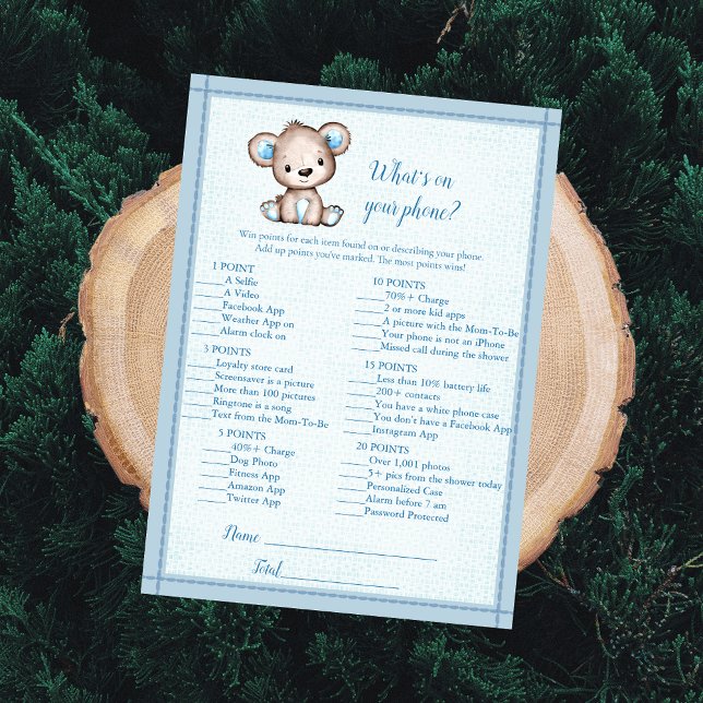 Whats On Your Phone Cute Brown Bear Game Card (Creator Uploaded)