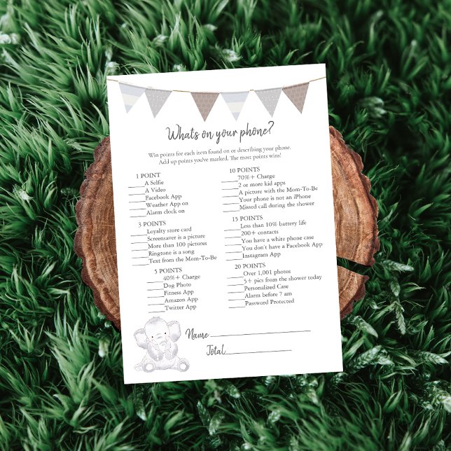 What's On Your Phone Game Baby Elephant Card (Creator Uploaded)