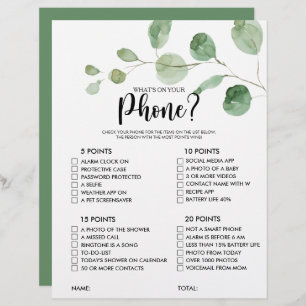 What's on your Phone Minimalist Bridal Shower Game
