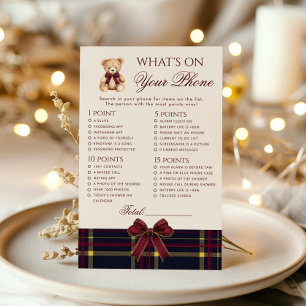 Whats On your Phone Teddy Bear baby shower game