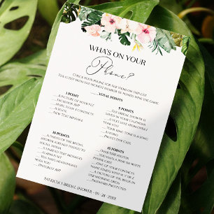 What's On Your Phone Tropical bridal shower card