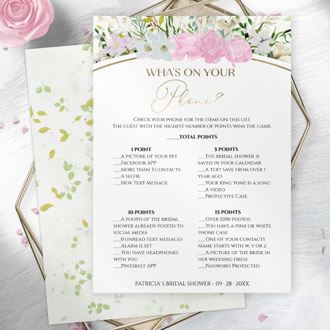 What's On Your Phone Wildflower bridal shower card (Creator Uploaded)