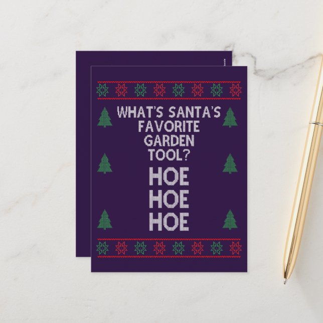What's santa's favorite tool? Ho Ho Ho Funny Holiday Postcard (Front/Back In Situ)
