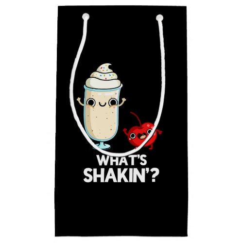 Whats Shakin Funny Cherry Milkshake Pun Dark BG Small Gift Bag