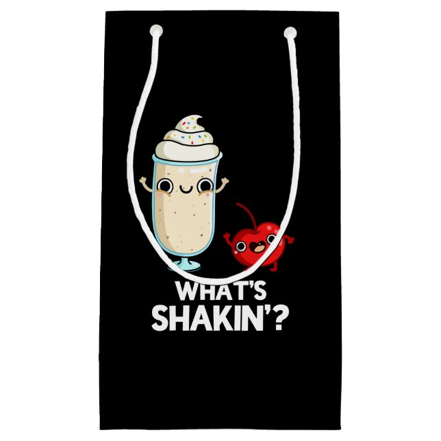 What's Shakin Funny Cherry Milkshake Pun Dark BG Small Gift Bag (Front)