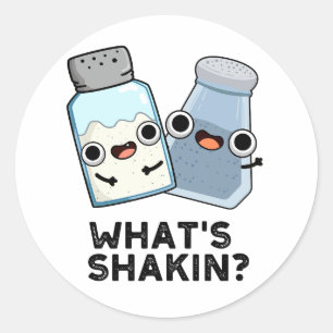 What's Shakin Funny Salt And Pepper Shaker Pun Classic Round Sticker