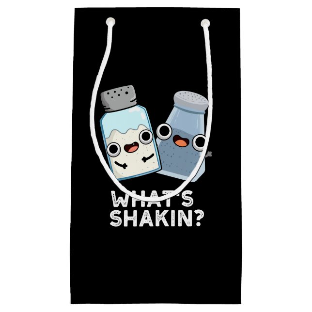 What's Shakin Salt And Pepper Shaker Pun Dark BG Small Gift Bag (Front)