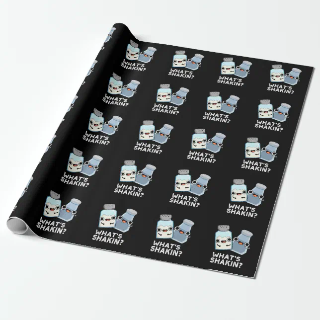 Whats Shakin Salt And Pepper Shaker Pun Dark Bg Wrapping Paper Zazzle