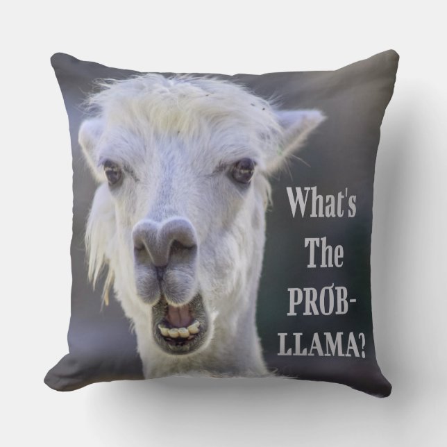 What's The Prob- Llama ? Cute Funny LLAMA Throw Pillow (Front)