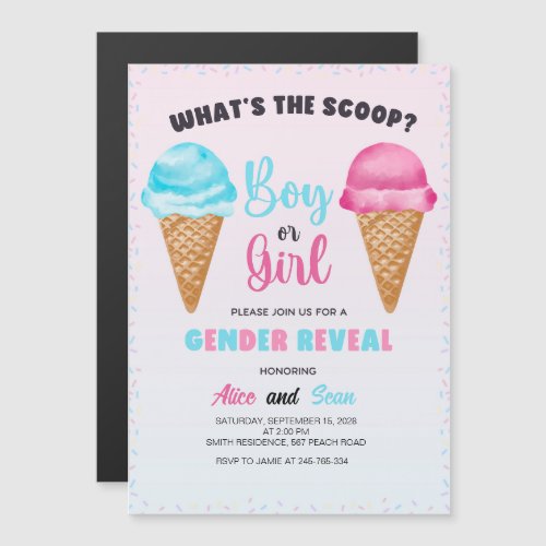 Whats the Scoop Celebration_Sweet Gender Reveal Magnetic Invitation