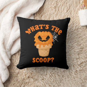 What's The Scoop Gender Reveal Halloween Ice Cream Throw Pillow