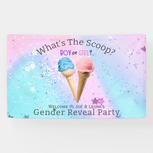 Whats The Scoop Gender Reveal Ice Cream  Banner