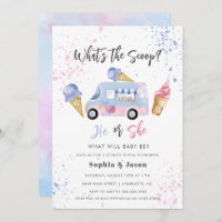 What's the Scoop Gender Reveal Ice Cream  Invitation