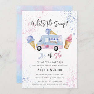 What's the Scoop Gender Reveal Ice Cream  Invitation