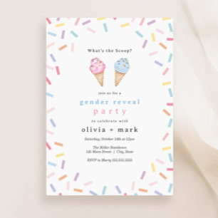 What's the Scoop Gender Reveal Ice Cream Party Invitation