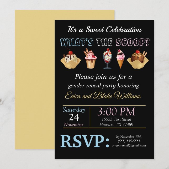 What's the Scoop Gender Reveal Invitation (Front/Back)