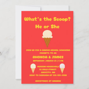 What's the Scoop Gender Reveal Party Invitation