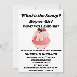 What's the Scoop Gender Reveal Party Invitation