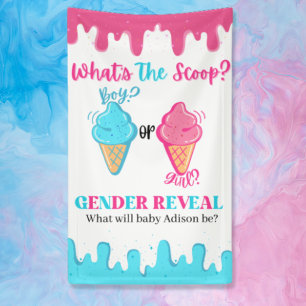 What's the Scoop Ice Cream Gender Reveal Banner