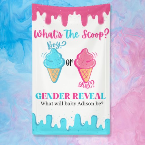Whats the Scoop Ice Cream Gender Reveal  Banner