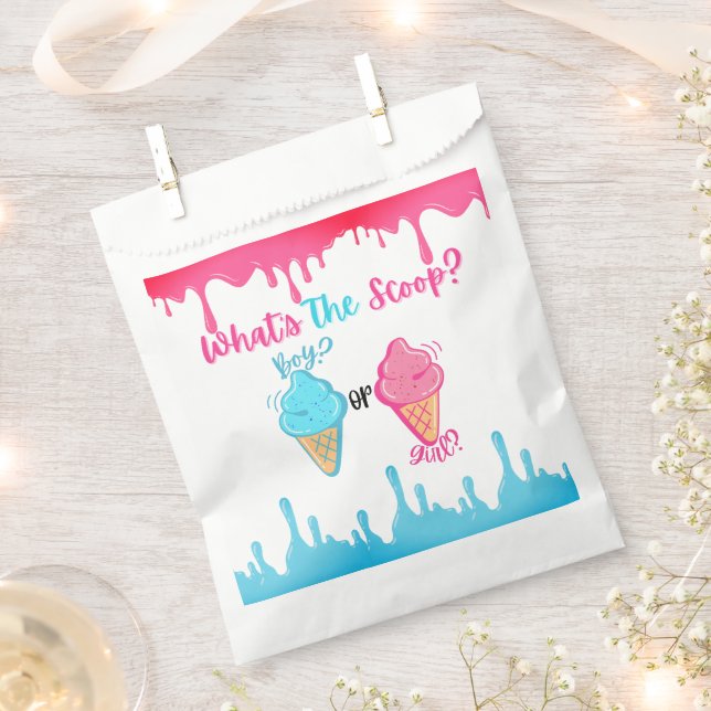  What's the Scoop Ice Cream Gender Reveal  Favor Bag (Clipped)