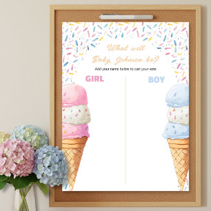 Whats The Scoop Ice Cream Gender Reveal Guess Game Poster