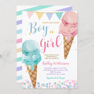 What's The Scoop Ice Cream Gender Reveal  Invitation