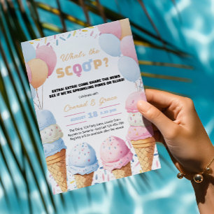Whats The Scoop Ice Cream Gender Reveal Party Invitation
