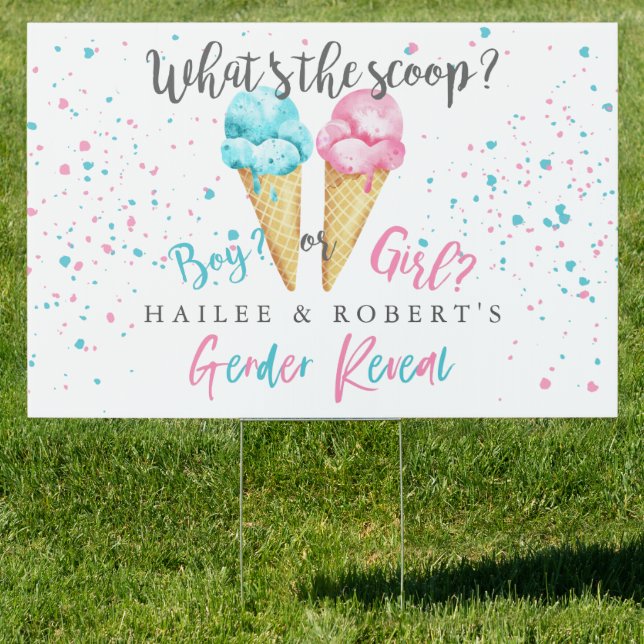 What's the Scoop Ice Cream Gender Reveal Party Sign (Insitu)