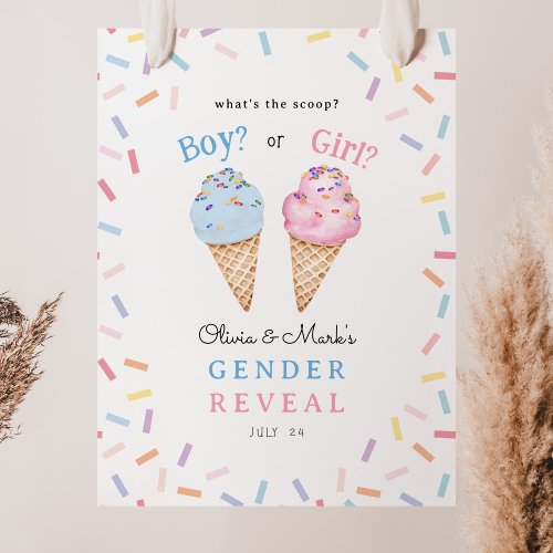 Whats The Scoop Ice cream Gender Reveal  Poster