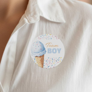 Whats The Scoop Ice Cream Gender Reveal Team Boy Classic Round Sticker