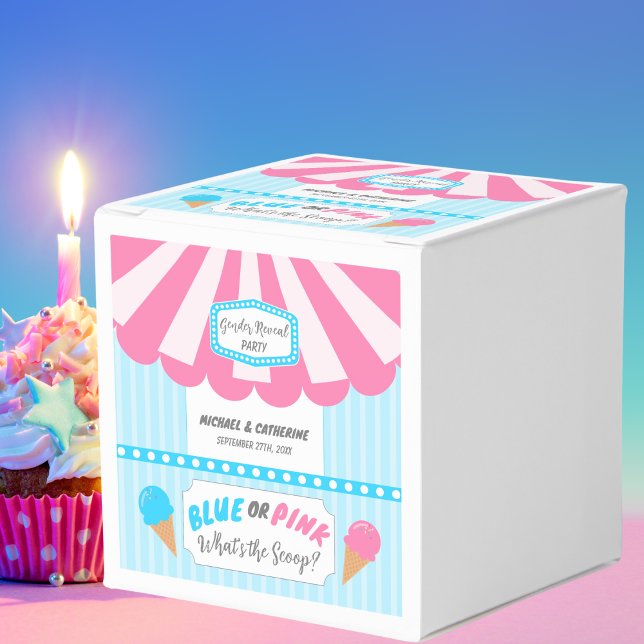 What's The Scoop Ice Cream Parlor Gender Reveal Favor Boxes (Creator Uploaded)