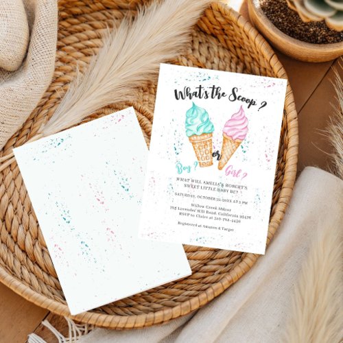 What's The Scoop Party, Baby Boy Or Girl Baby Invitation