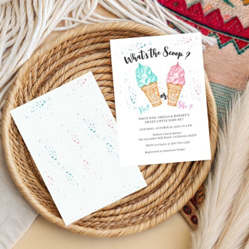 What's The Scoop Party, Baby Boy Or Girl Baby Invitation